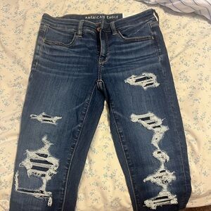 American Eagle Outfitters Blue Skinny Jeans Distressed